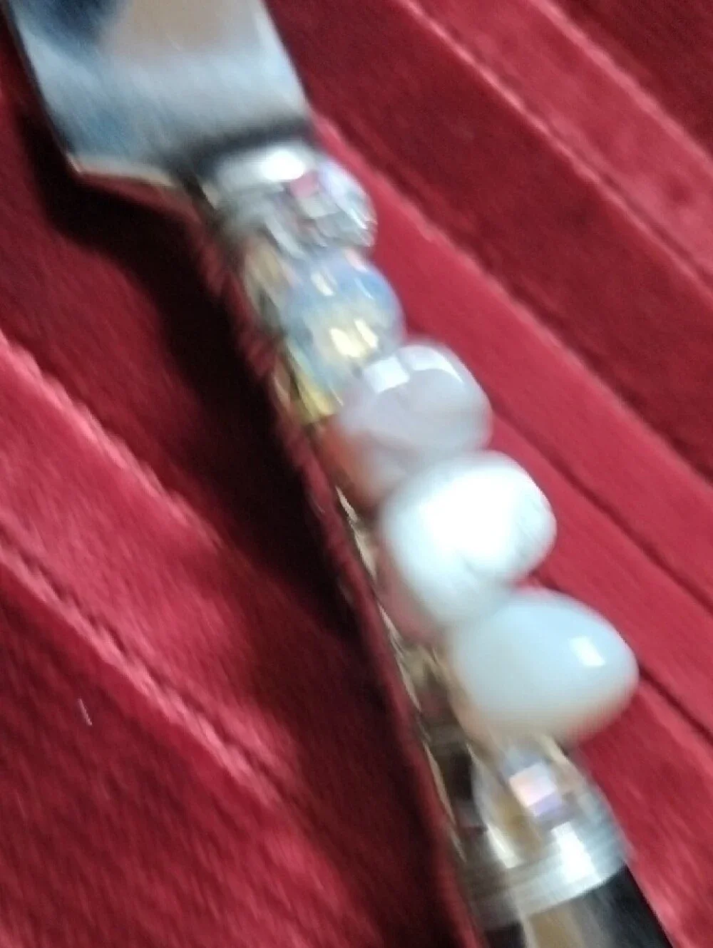 Decorative Silver-Tone Butter Knife with Multicolored Wire Beaded Accentd